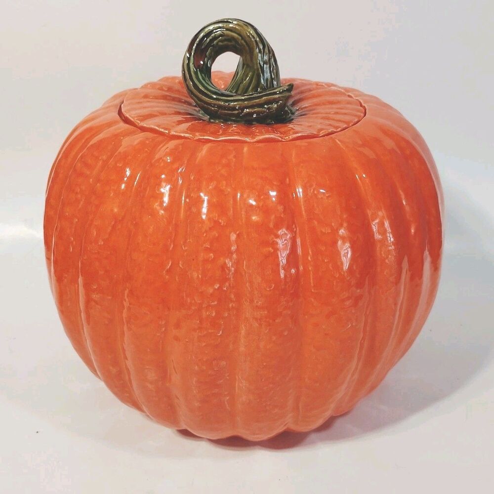 Vintage Handmade Ceramic Pumpkin Cookie Jar